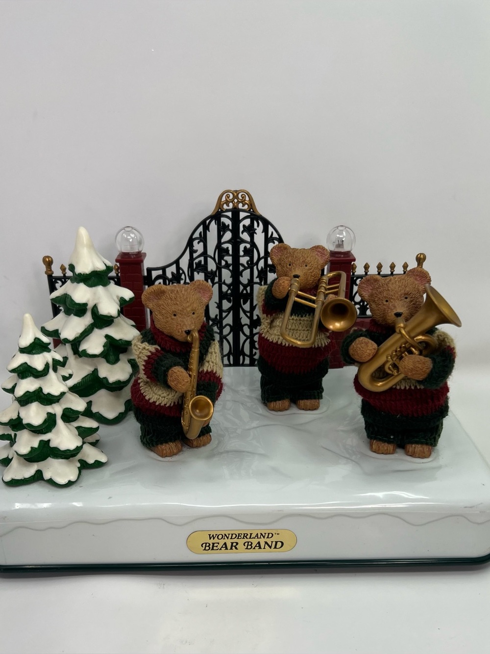 WORKING Wonderland Bear Band Christmas Fantasy Musical Decoration Animated Vtg